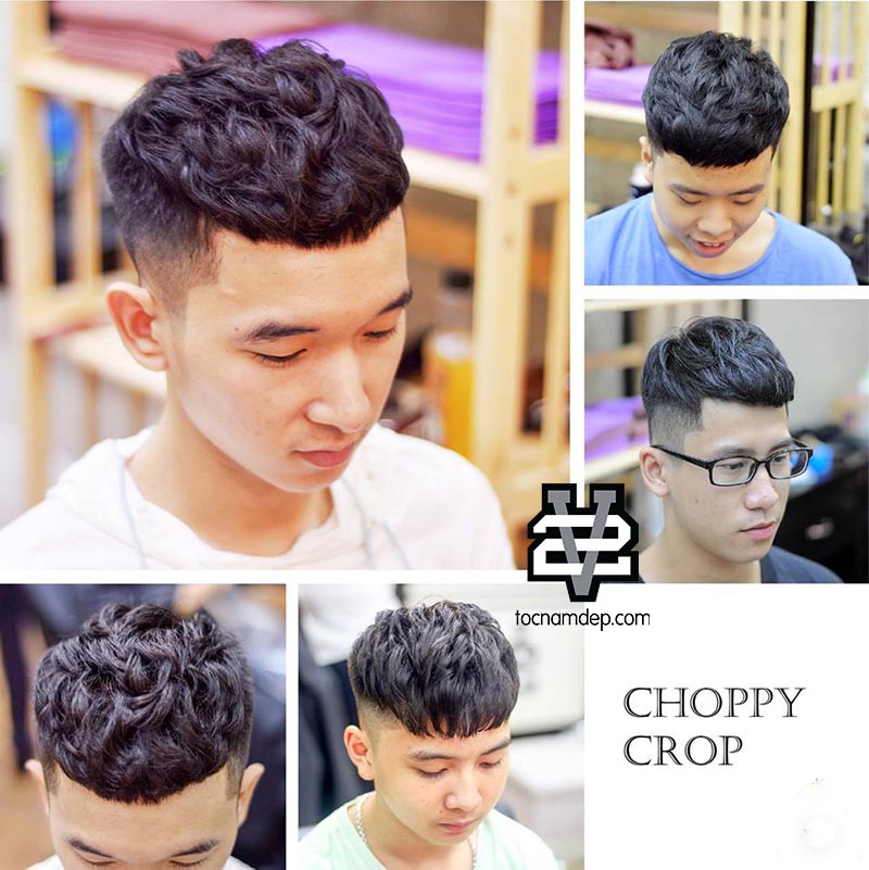 Kiểu tóc nam ngắn uốn xoăn Choppy Crop